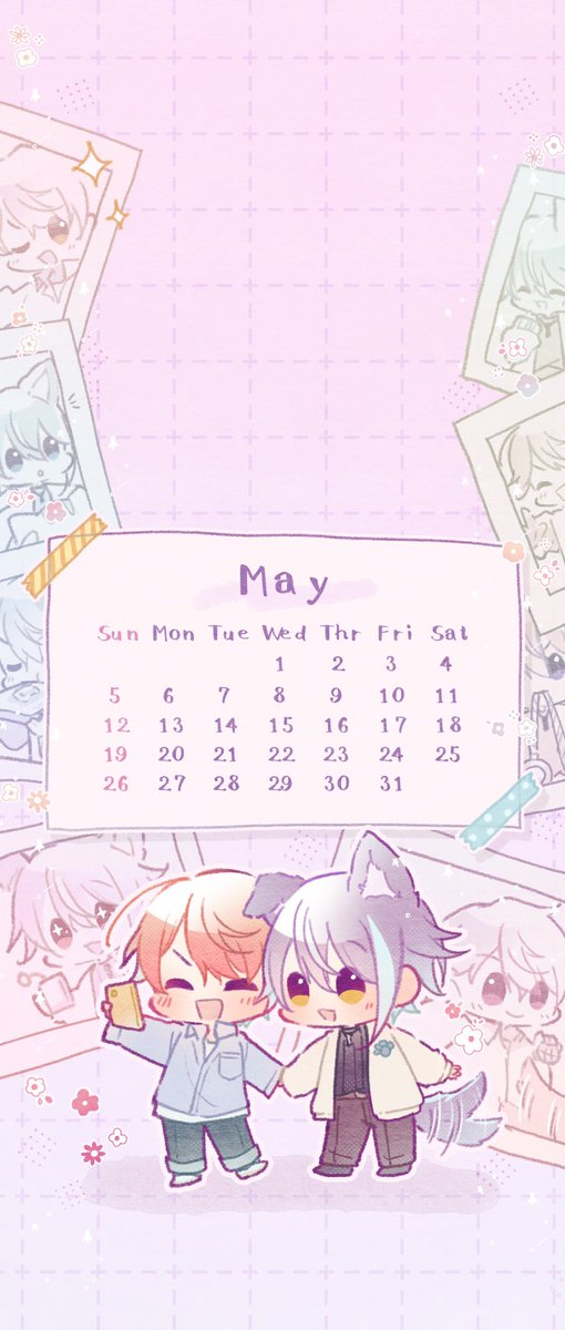 5月🌟🎈壁紙用カレンダー作ったー🐶