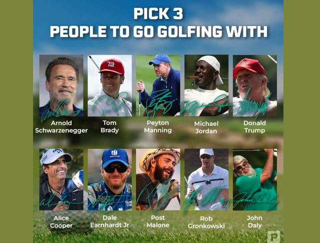 Pick Three for #Golf ?! - @Schwarzenegger, @PostMalone, and @PGA_JohnDaly - That could not be any more fun.