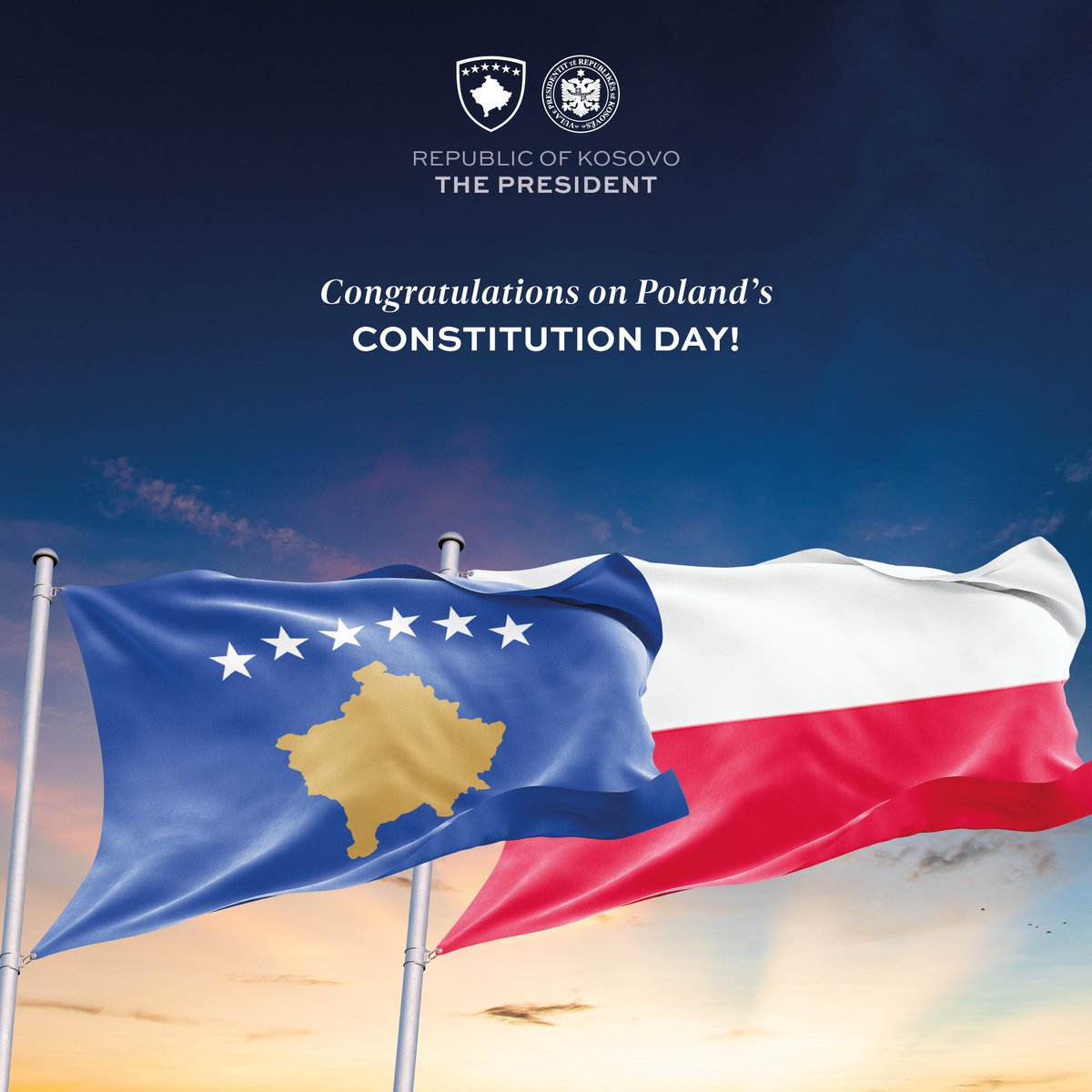 Heartfelt congratulations to President @AndrzejDuda, Prime Minister @donaldtusk, and all our Polish friends and allies on the occasion of 3 May—Poland's Constitution Day. May your peace-loving nation continue to thrive and prosper in the years to come. We look forward to…
