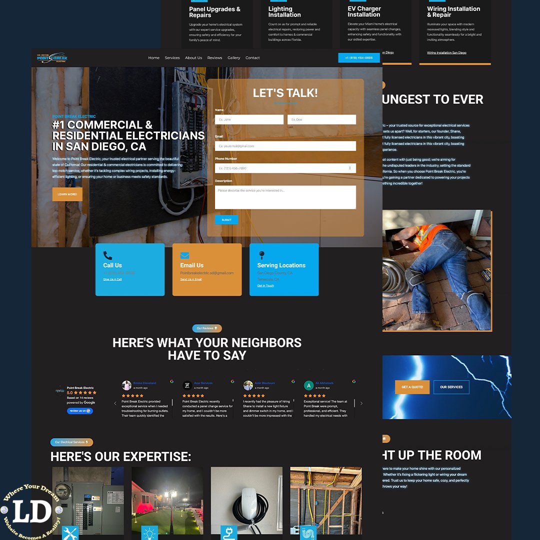 Need an electrician in San Diego? Point Break Electric will shock you with their work ⚡ 🔌

Follow @lucrativedreamz for more web design inspiration 🚀🌑

#website #webdesign #websitedesign #wordpress #electrician #electrical #wordpresswebsite #wordpressdesign #ui #uidesign