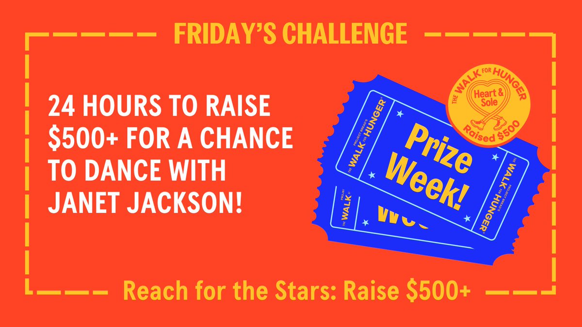 Reach Heart & Sole by raising $500+ for The #WalkForHunger by midnight tonight & you'll be entered for a chance to win 2 tickets to see the legendary Janet Jackson live at TD Garden. One lucky winner will groove their way to an unforgettable experience! give.projectbread.org/walk