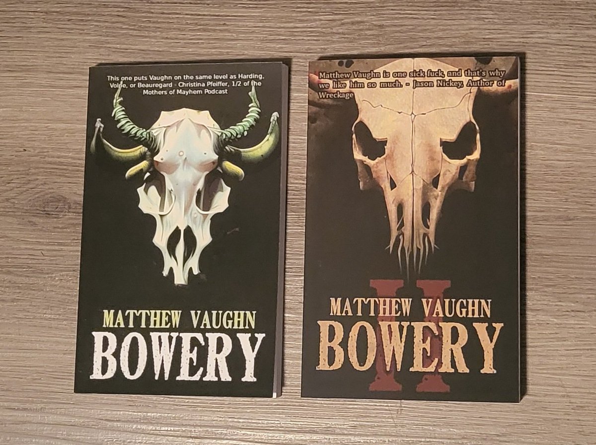 Check out my store for signed books! Get your hands on my Splatterpunk Award Nominated book, Bowery, and it's sequel, Bowery 2, that hasn't been nominated for anything! If you have any triggers, chances are they'll be in these books!

authormatthewvaughn.square.site/s/shop
