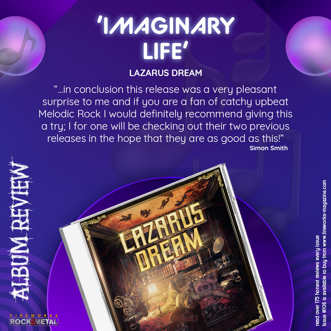 𝗜𝗠𝗔𝗚𝗜𝗡𝗔𝗥𝗬 𝗟𝗜𝗙𝗘 by Lazarus Dream has been reviewed for Issue #106 by Simon Smith - what did he say about it? Read the rest of his review and over 175 more honest reviews in our latest edition. -- BUY Issue #106 from fireworks-magazine.com
