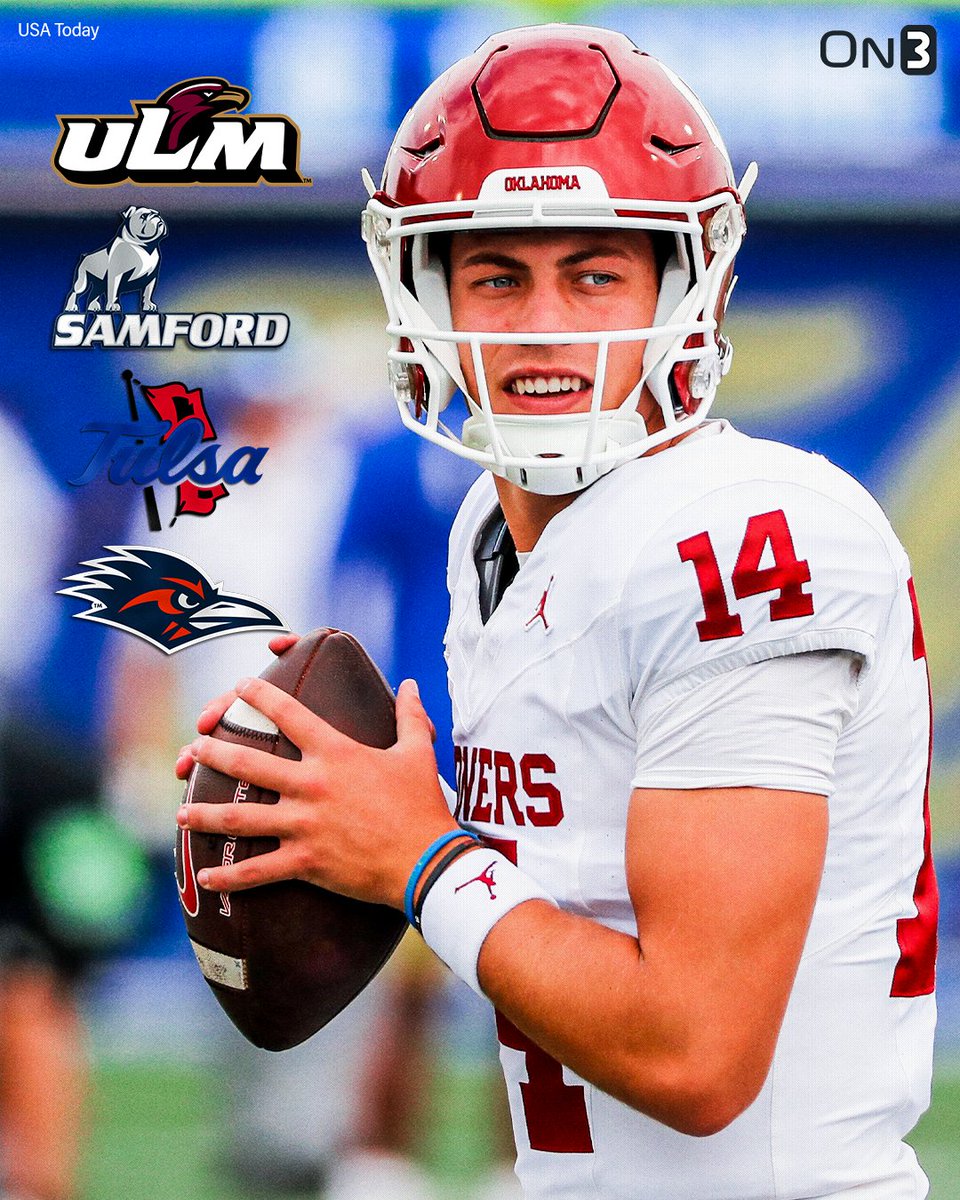 Oklahoma transfer QB General Booty has received early interest from ULM, Samford, Tulsa and UTSA, @PeteNakos_ reports. Booty started in the NJCAA at Tyler Junior College where he threw for 3,115 yards and 25 TDs. Intel: on3.com/news/transfer-…