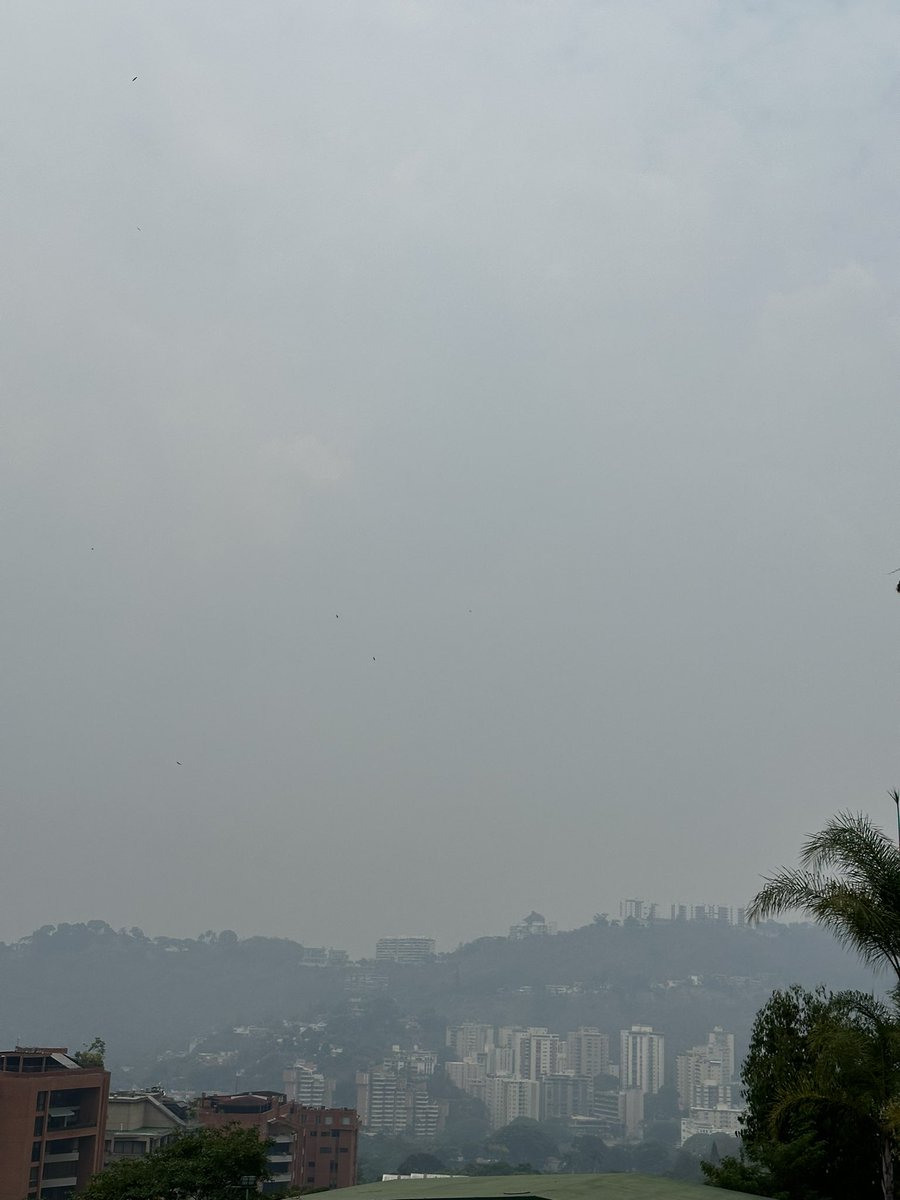 Caracas amaneció cubierta por una densa capa de calima. Según explica @Meteovargas, aunque hay leves concentraciones de polvo del Sahara, la calima está conformada en su mayoría por humo de los incendios forestales que siguen sucediendo en el país.