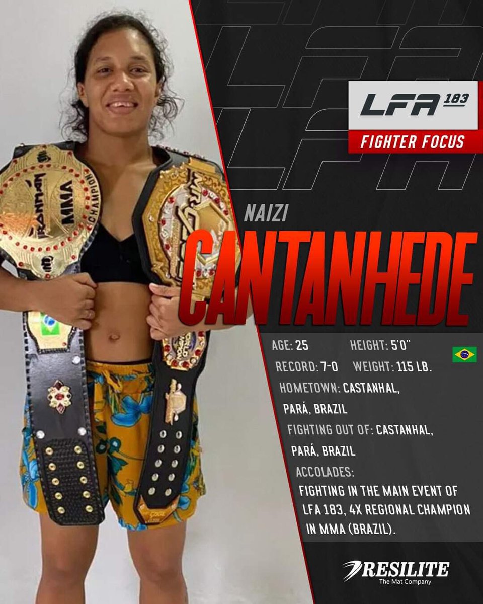 #FighterFocus: Top undefeated prospect #NaiziCantanhede returns to the LFA Octagon in the Main Event of #LFA183! 🇧🇷 Powered By: @Resilite TONIGHT! @RibaltaRJ #RiodeJaneiro, #RJ, #Brazil #MMA #LFANation @UFCFightPass