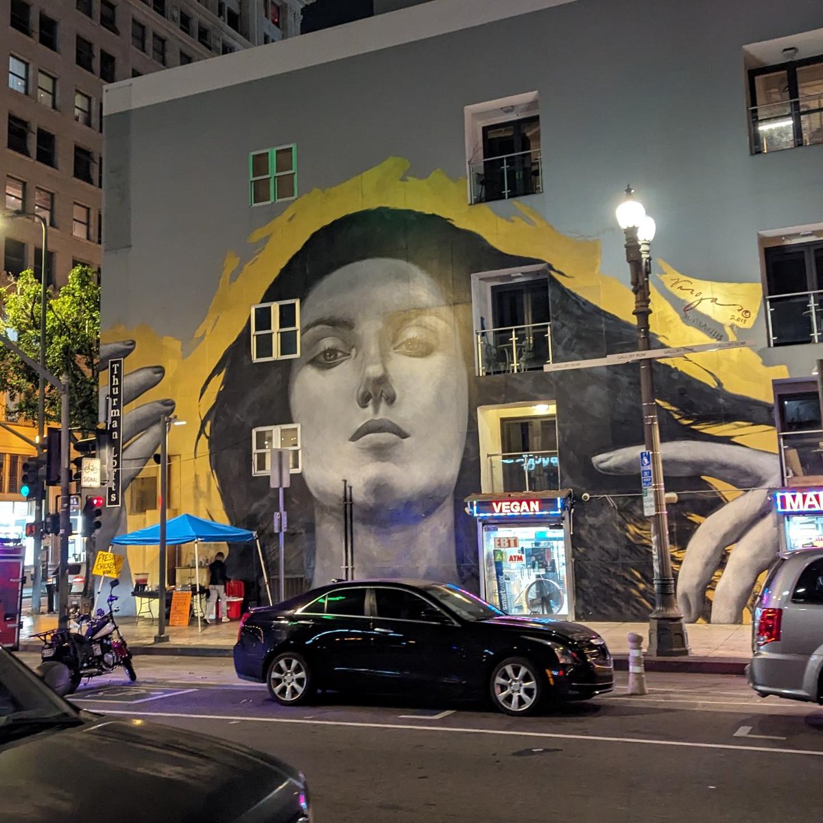 Grateful for the space we were able to share yesterday evening. (Art) Walking a line between work and recreation, choosing good food and experiencing creative culture. 🥰🍺🎨 #Radiology #Art #RadArt #Wellbeing #Artwalk #DTLA #dtlaartsdistrict #nightlife #culture #community