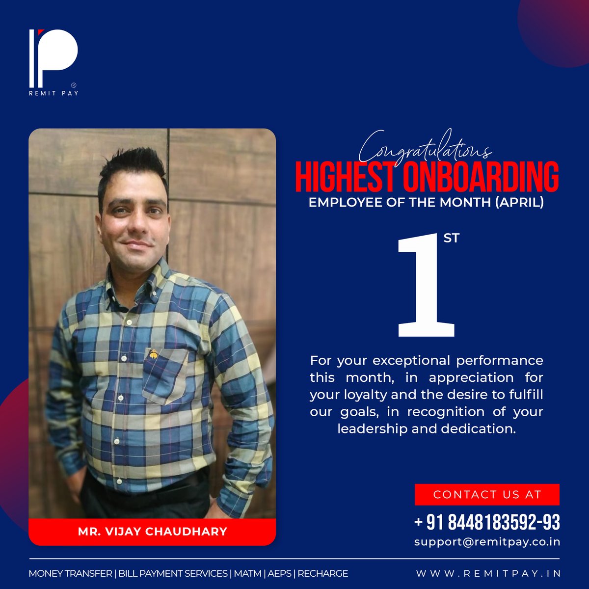Highest Onboarding_Rank 1: Employee of the month (April)

Congratulations Mr. Vijay Chaudhary!

#financialservice #financialservices #fintech #fintechs #fintechstartup #fintechsolutions #fintechrevolution #employeeofthemonth #employee #employeeofthemonth #employeerecognition