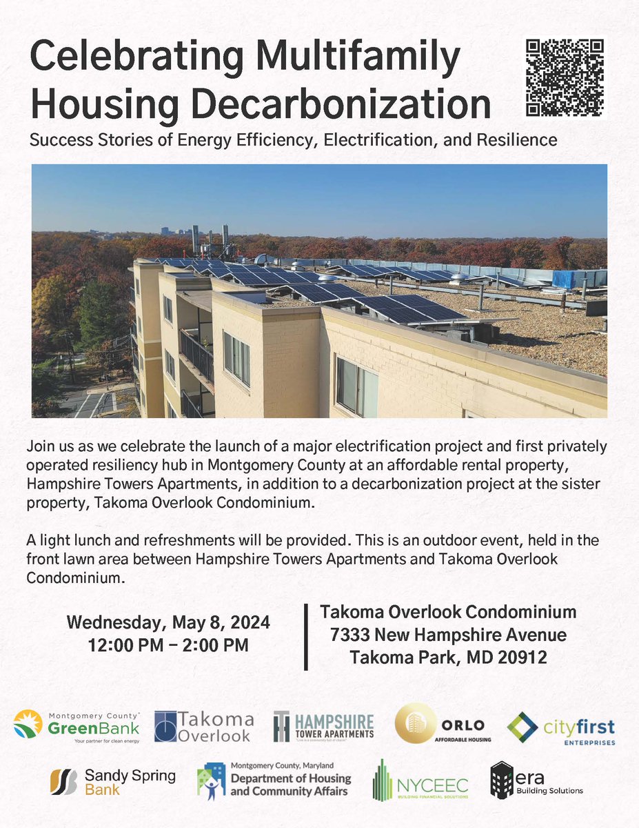Join next week @MCGreenBank for a landmark event spotlighting the success of local energy efficiency and electrification initiatives at City of Takoma Park, MD. Register here: rb.gy/lbo4qr #resiliencyhub #decarbonization #energyefficiency #electrification…