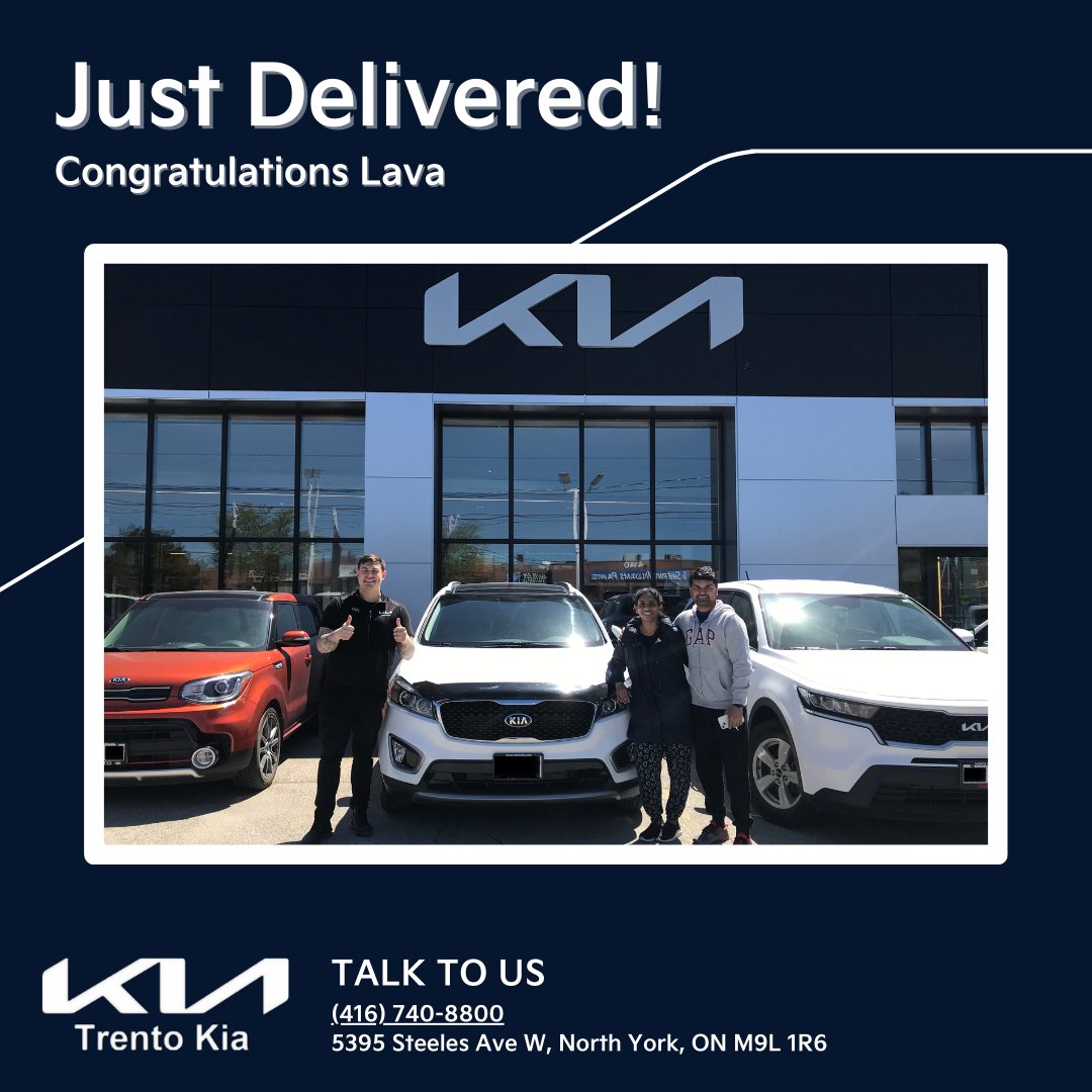 Let's extend a warm congratulations to Lava for acquiring the 2018 Kia Sorento EX+!
#Kia #KiaCanada #기아 #기아중고차 #KiaSorento #KiaSorento2018 #KiaSorentoEXPlus #KiaCPO #CERTIFIEDPREOWNEDCARS #CertifiedUsedCars #torontokiadealership #TrentoKia #VisitUsToday #BookATestDrive