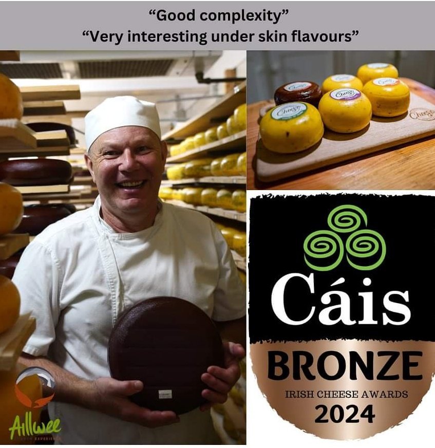 Delighted for Alex, our Farm Shop, and all the Aillwee team. Our Burren Gold Smoked received the Bronze Award in the Smoked Cheese category at the recent @caisireland Irish Cheese awards. Congrats to all award winners, esp. our Burren and Clare colleagues @StTolaCheese