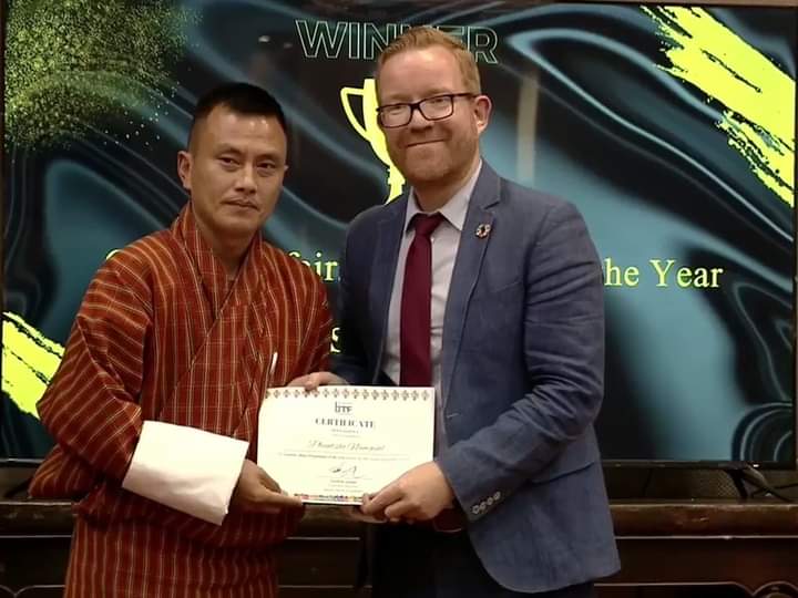 Phuntsho Namgyal from BBS, bags the current affairs program of the year at the 8th Annual Journalism Award organized.by Bhutan Media Foundation