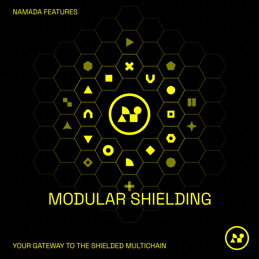 One shield to protect them all 🟡🛡️

Namada can retrofit data protection to existing blockchains and dapps — shielding your personal info even when using transparent public blockchains.

In essence: a modular shielding layer for ecosystems like Cosmos, Ethereum, and more.