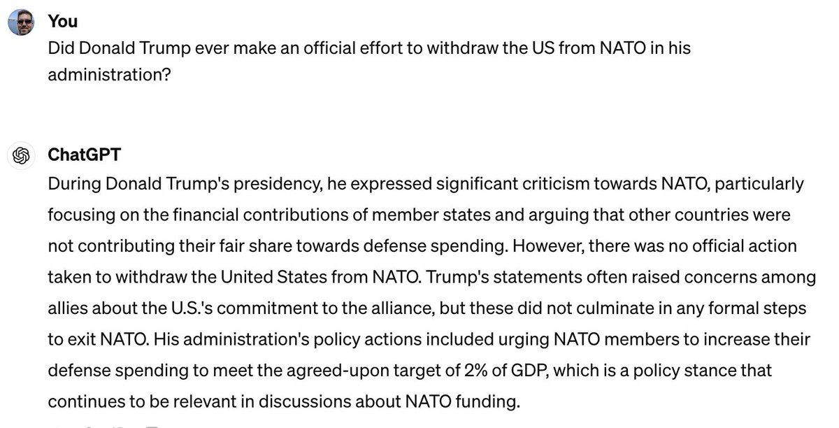 Even people who try to be non-partisan end up repeating partisan falsehoods.  I respect the details in the article, but this 'Trump wanted to withdraw from NATO' is just an absolute lie.  He correctly demanded that NATO members meet treaty obligations instead of freeriding.