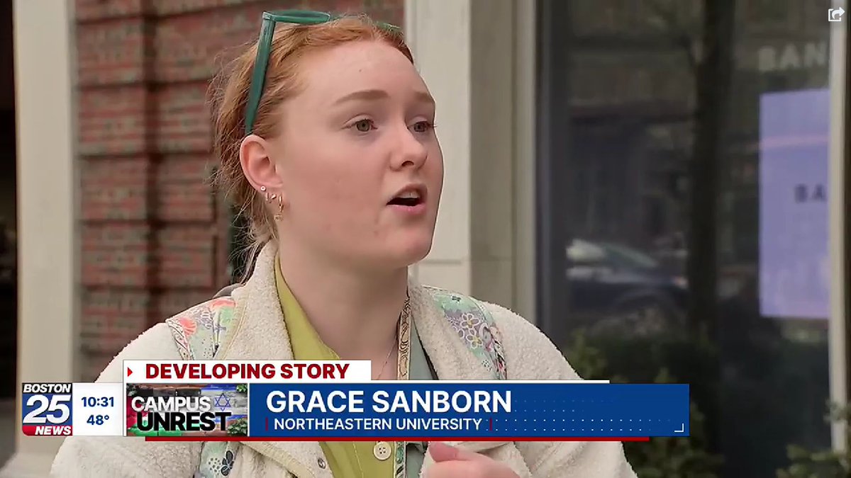 We thank Northeastern student Grace Sanford for being a grain of reason in a sandstorm of misinformation, stirred up by @RepAuchincloss. In the face of baseless accusations we'll be like Grace, and 'keep raising our voices peacefully.' boston25news.com/news/local/mid…
