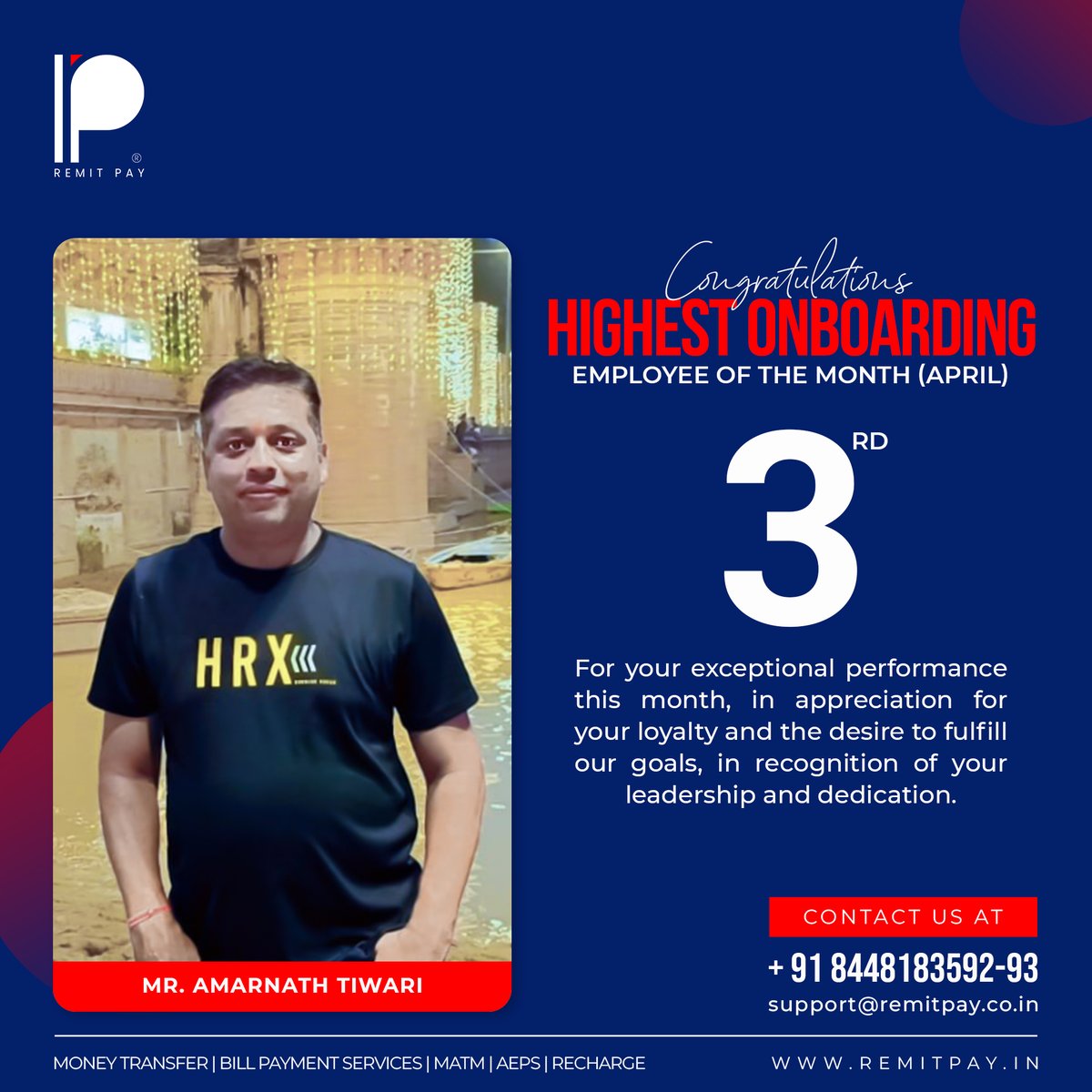 Highest Onboarding_Rank 3: Employee of the month (April)

Congratulations Mr. Amarnath Tiwari!

#financialservice #financialservices #fintech #fintechs #fintechstartup #fintechsolutions #fintechrevolution #employeeofthemonth #employee #employeeofthemonth #employeerecognition
