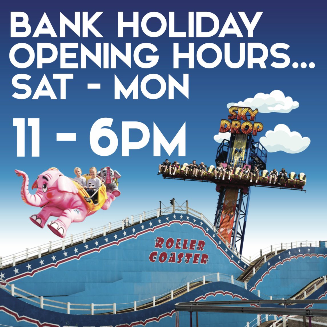 Who's ready for the bank holiday weekend?! 🙌🏻 Don't forget we're open from 11am-6pm... You can buy your wristbands or fun cards online or on the day from our sales kiosk at the front of the park. book below 👇🏼 📎 bookings.pleasure-beach.co.uk We can't wait to see you! 🦁🤍