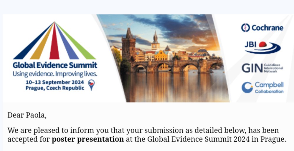 Hey hey hey! Great news!!! 
Thank you @Cochrane_US and to all the great team that made it possible! 😍
#GES2024 #Prague