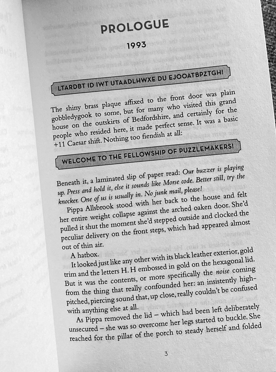 Ok, that string of letters is gobbledygook to me. I’m going to have to work hard to qualify as a member of #thefellowshipofpuzzlemakers 😅 @samuelburr @orionbooks #currentlyreading #BookTwitter