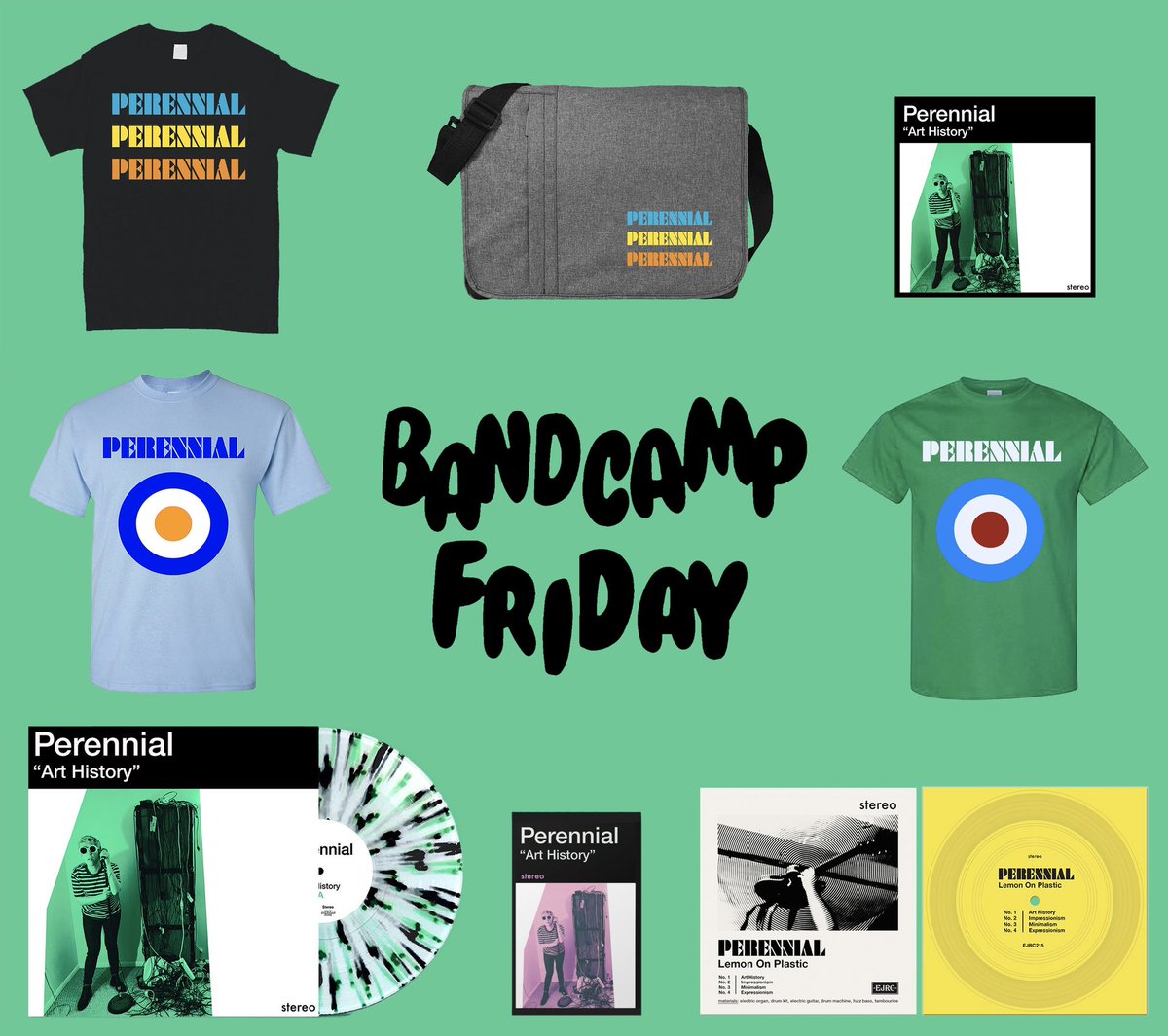 Today is Bandcamp Friday! 100% of sales today go directly to artists, including preorders of our new album, ‘Art History’! perennialtheband.bandcamp.com/album/art-hist…