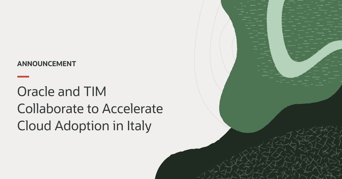 We're proud to share that #TIM will integrate #OCI into its managed cloud services and will become the host partner for our second planned #cloud region in Italy. Learn more: social.ora.cl/6016jPnD2
