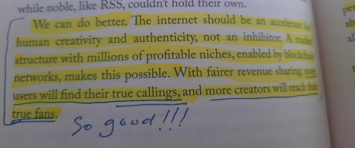 Love this quote ↓ 'The internet should be an accelerator for human creativity and authenticity, not an inhibitor. A market structure with millions of profitable niches, enabled by blockchain networks, makes this possible. With fairer revenue sharing, more users will find…