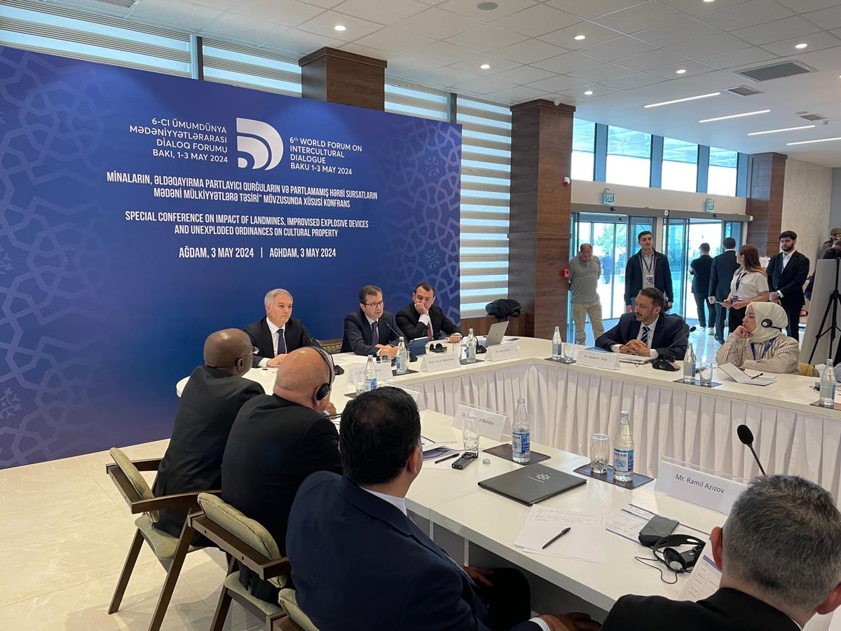 The panel discussion on “Impact of landmines, improvised explosive devices & unexploded ordinances on cultural property” was held within the Baku Intercultural Dialogue Forum. Mr. Qadeem Tariq, the @UNDP IRH Programme Specialist-Mine Action, made a presentation with focus on 🇦🇿.