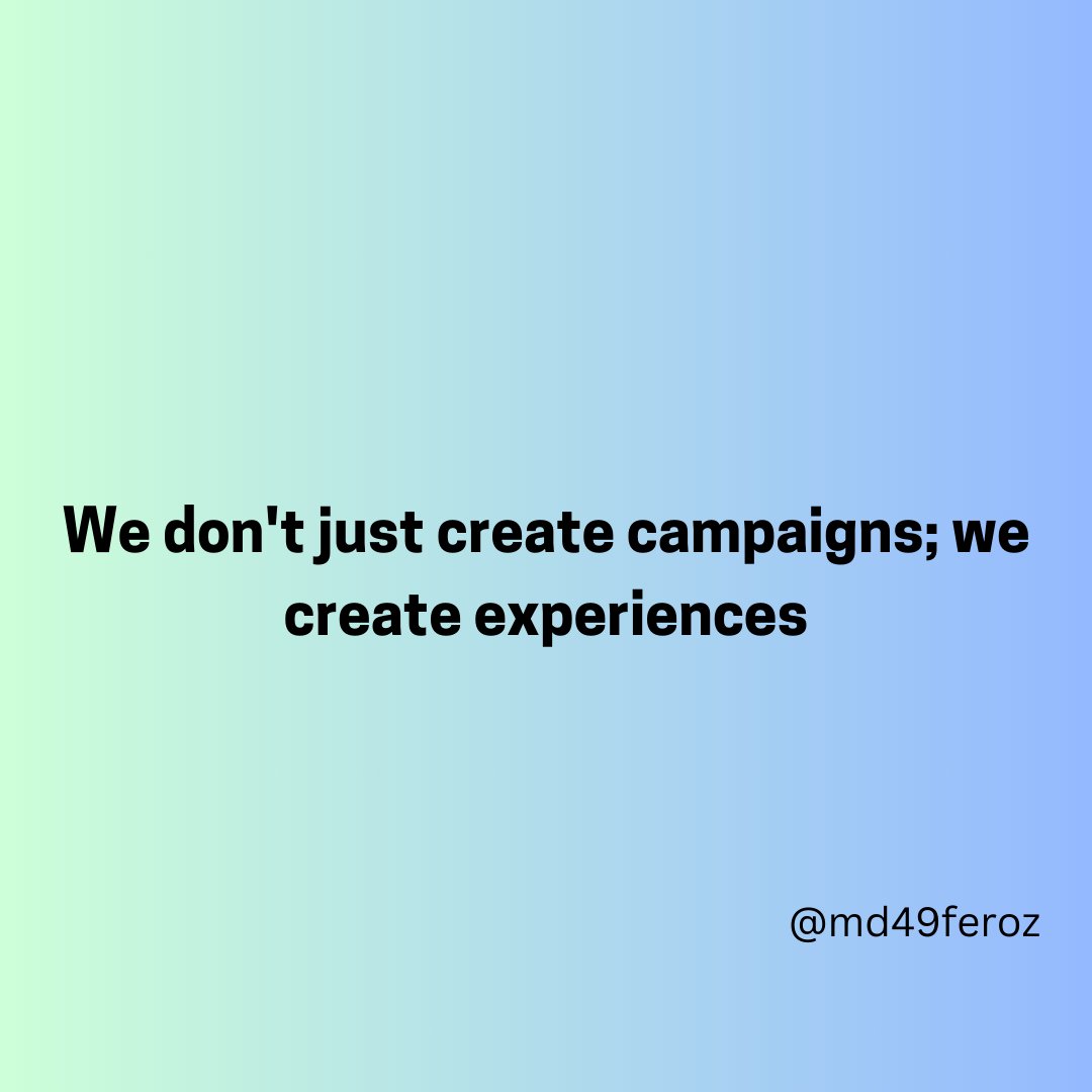 We don't just create campaigns; we create experiences.
#digitalmarketing #Marketing  #socialmediamarketing #socialmediatips
