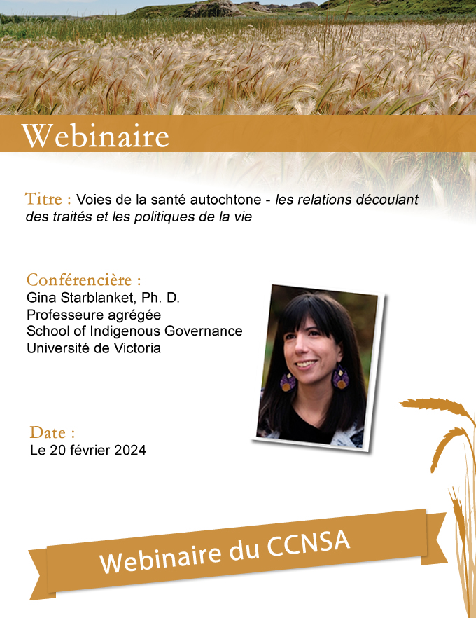 Les ressources issues du webinaire « Voies de la santé autochtone – les relations découlant des traités et les politiques de la vie » sont maintenant disponibles.

Visionnez ou écoutez l’enregistrement du webinaire ici :
ccnsa.ca/525/Webinaire_…

#SécuritéCulturelle  #LeCCNSA