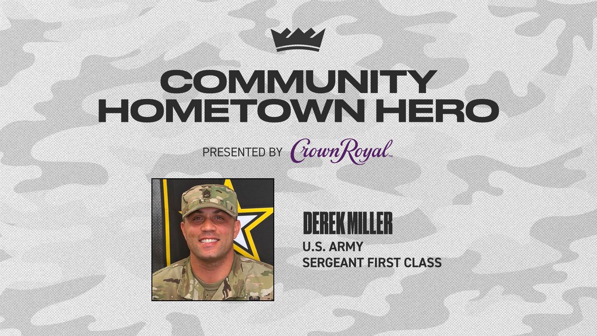 The Sacramento Kings and Crown Royal were proud to recognize Derek Miller, US Army Sergeant First Class and Recruiter, earlier this season. Community Hometown Heroes Presented by @CrownRoyal