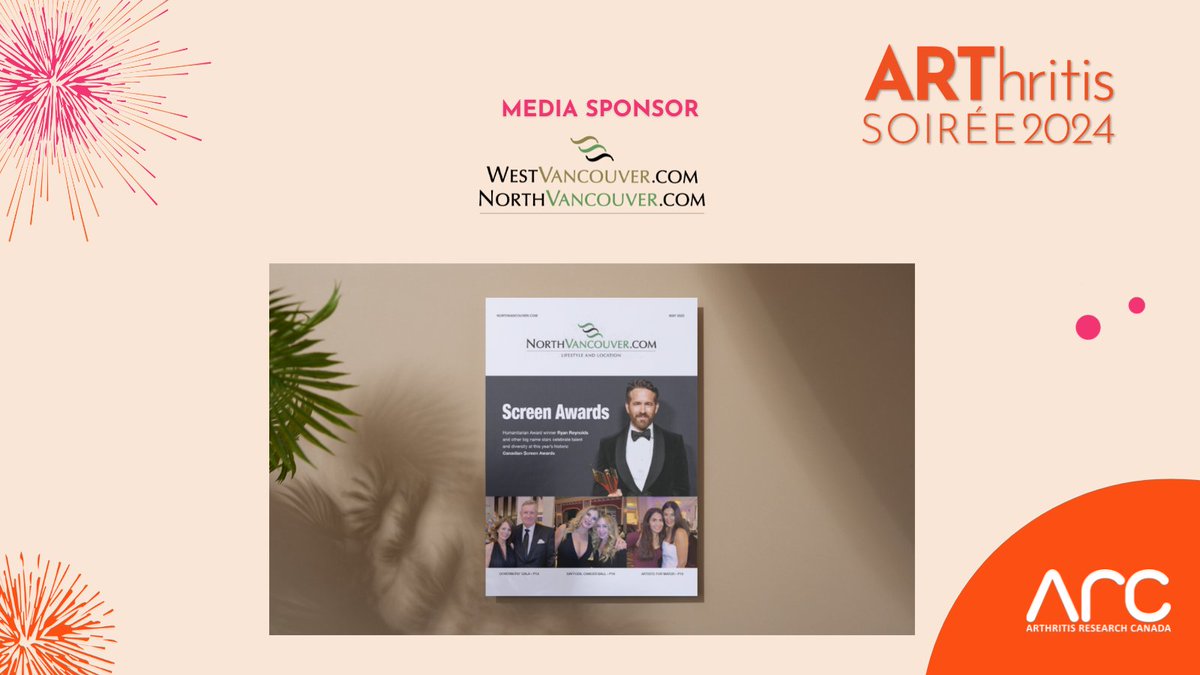 Thank you West Vancouver/North Vancouver Magazine for returning as a Media Sponsor of the ARThritis Soirée. Your investment in vital #ArthritisResearch helps us raise awareness and improve the lives of over 6M Canadians with arthritis. ow.ly/rKvt50RmHs5 
 @catherinebarr