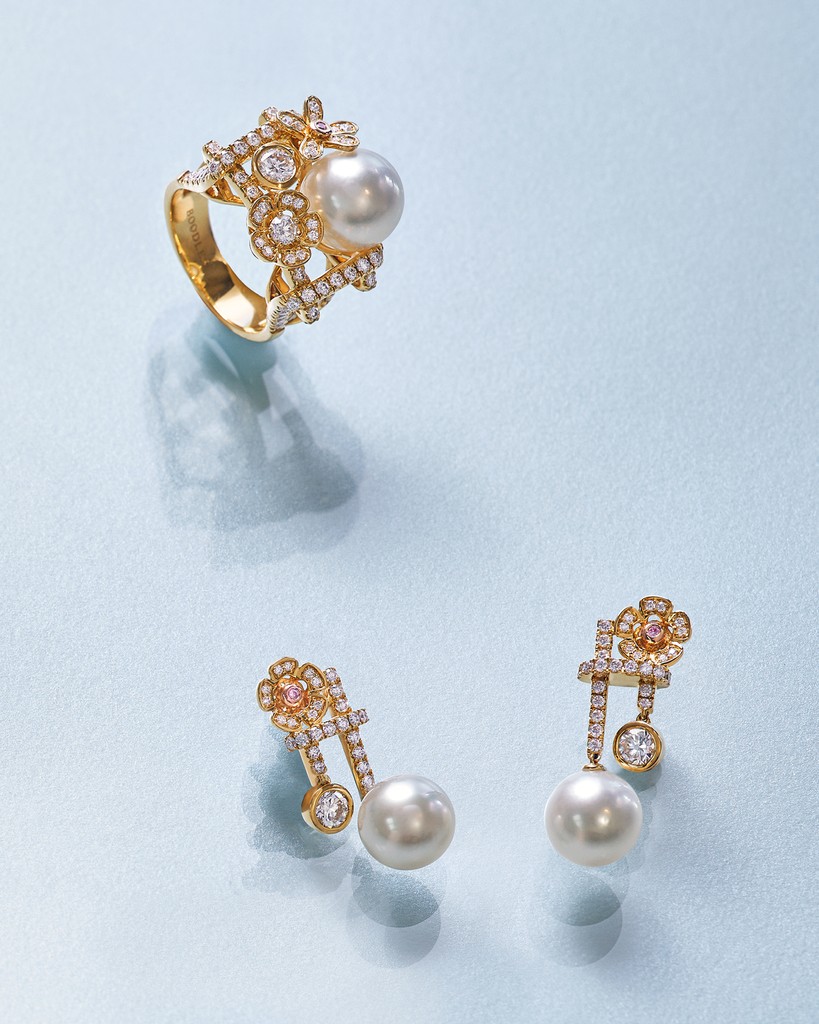 South Sea Pearls are set amongst budding blooms of Single Mine Origin yellow gold in this allotment of the Secret Garden. ⁠ #Boodles #SecretGarden