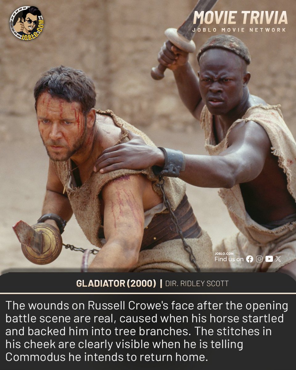 Movie Trivia: Gladiator (2000) 🎥 
#JoBloMovies #JoBloMovieNetwork #movietrivia #Gladiator #RussellCrowe