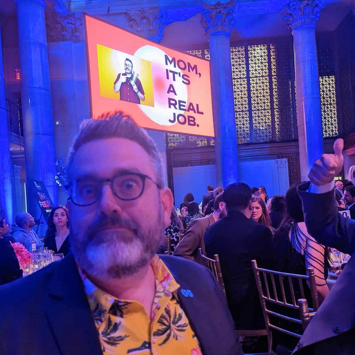 I won another Webby Award, and the acceptance speech must be exactly 5 words long.
Today is #5WordSpeech crowdsourcing day. Last year I said, 'Mom, it's a real job.' What should I say this year?