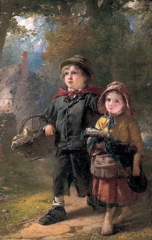 ' The Orphans ' (1854) by
     Thomas Faed