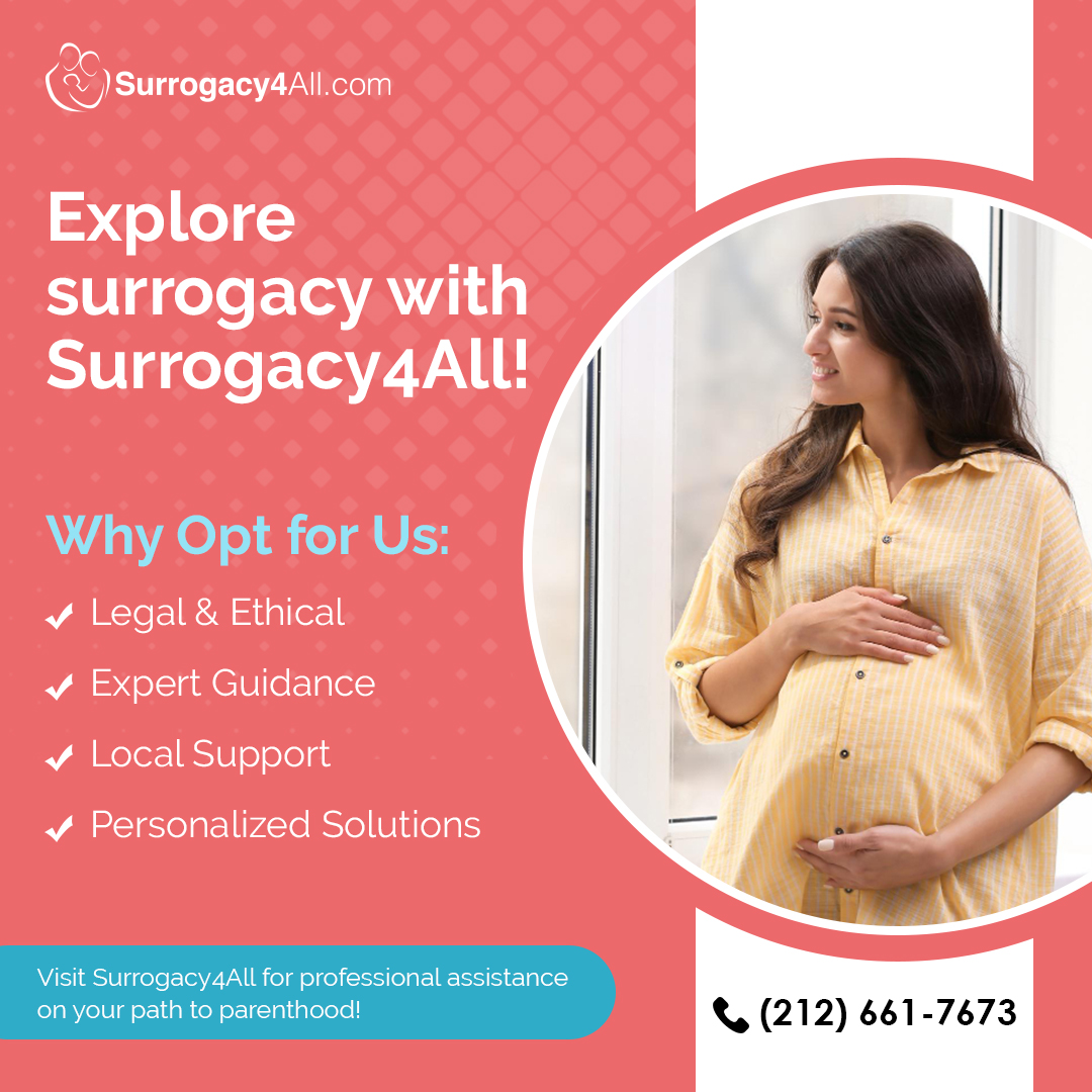 Explore surrogacy with Surrogacy4ALL 
Why Opt for Us:
Legal & Ethical
Expert Guidance
Local Support
Personalized Solutions

For more info Visit - surrogacy4all.com 
#Surrogacy4All  #ParenthoodJourney  #NewYorkAgency!