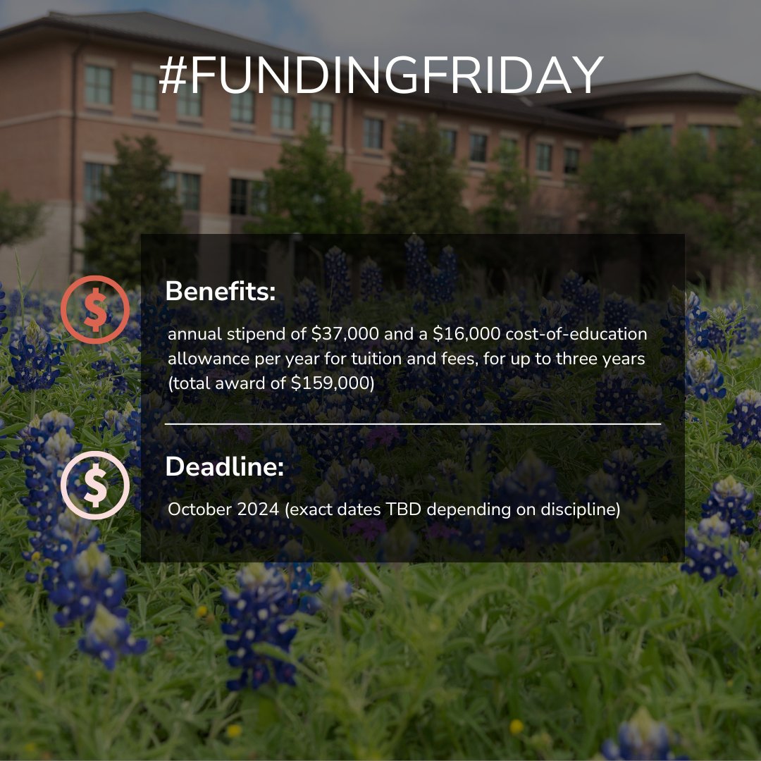 #FundingFriday: National Science Foundation Graduate Research Fellowship Program (@NSF) 👉Provides three years of financial support for graduate students pursuing master’s and doctoral degrees in science, technology, engineering, and mathematics (STEM) 🔗nsfgrfp.org