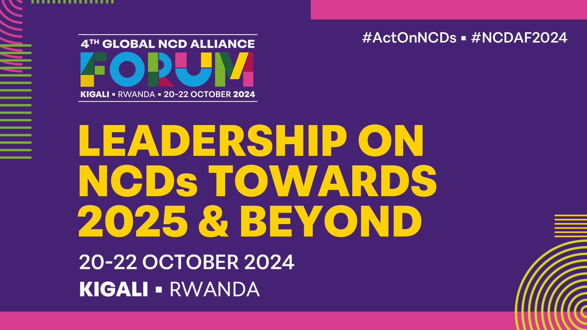 💡Did you know that one of the most significant events for the NCD Community - #NCDAF2024 is taking place in Kigali this October? Co-hosted by NCD Alliance & @RwandaNCDA in collab. w/@MoHRwanda & @RBCRwanda. Big thanks to @HelmsleyTrust More info👉forum.ncdalliance.org