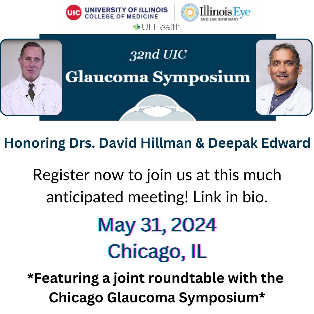 Register for our annual Glaucoma Symposium to learn about the latest research developments! This year is extra special as we will be honoring Dr. Deepak P. Edward, MD, FACS along with Dr. David S. Hillman, MD and featuring A Joint Roundtable with the Chicago Glaucoma Society.