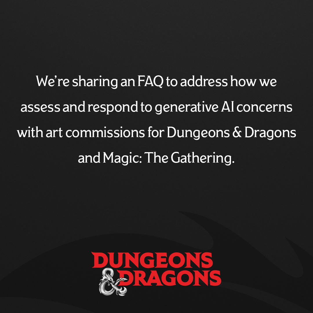The Wizards team recognizes that transparency is critical in the face of evolving issues that affect the games we make, the people who create them and the community that plays them. To meet that goal, we want to share with you our FAQ on Wizards and AI: spr.ly/6011jTGSU