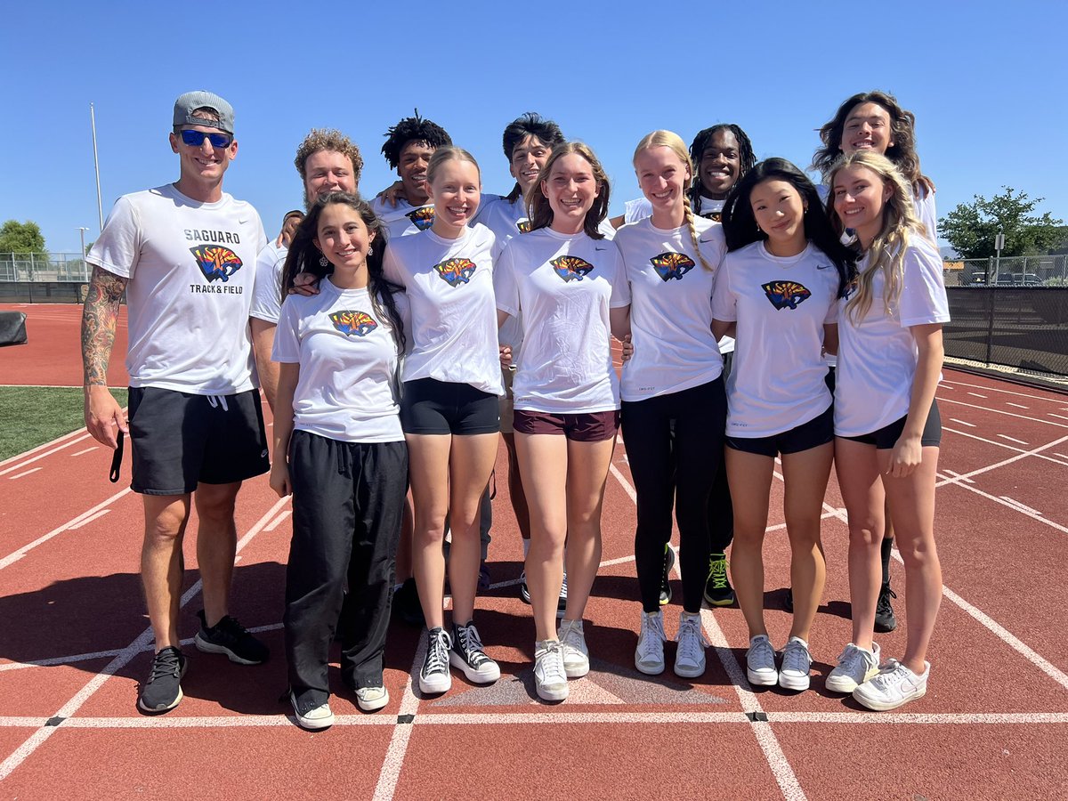 Missing a few state qualifiers in the picture. But we are taking 15 athletes to the Divisional Meet today! Let’s go finish this season strong! 

<a href="/Saguaro_HS/">Sabercat Nation</a> 🖤💛