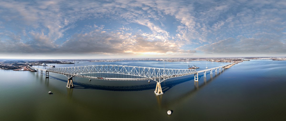 Going back through some old footage today I came across an aerial panorama I took of the key bridge on December 28, 2022. #KeyBridge @TheMDTA @portofbalt @USCG @USACEBaltimore #KeyBridgeNews #Maryland