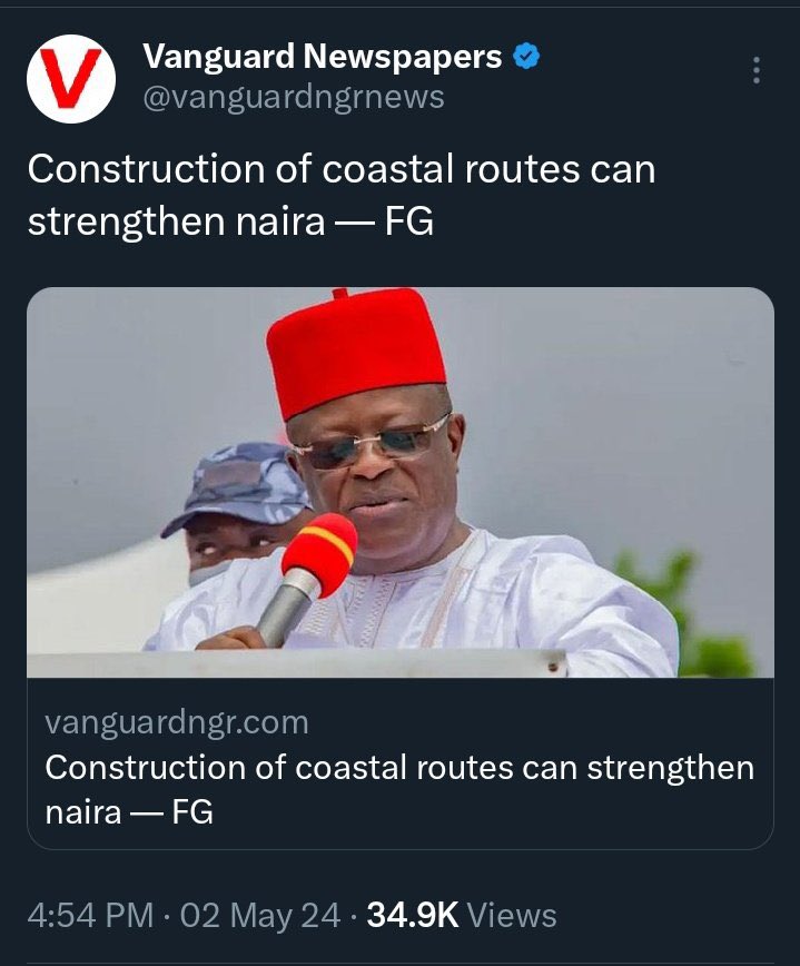 Somebody explain to me in football terms how the construction of coastal routes will strengthen the Naira 😔😔😔