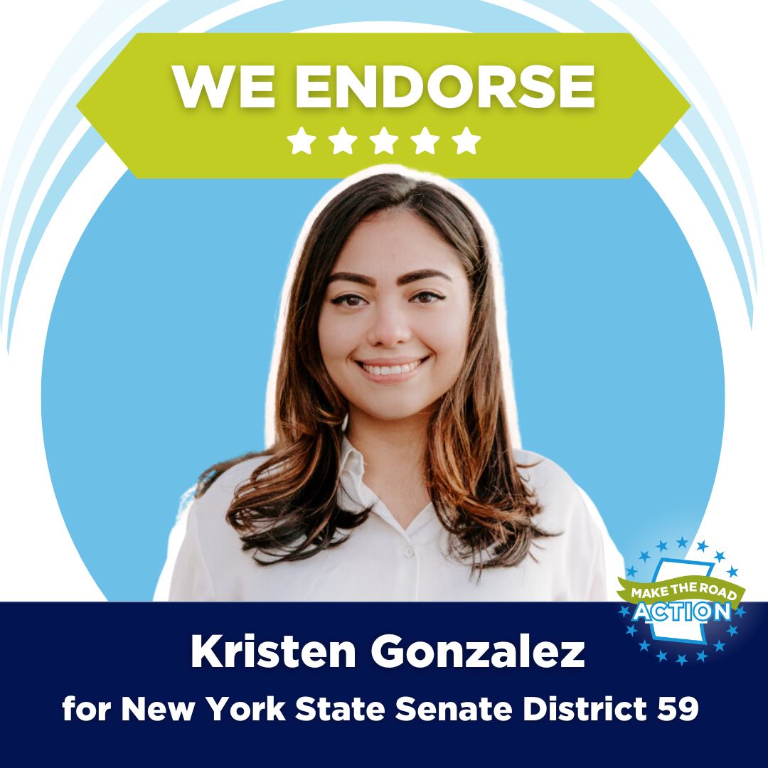 Our members PROUDLY endorse @Gonzalez4NY for NY State Senate! As a proud Queens native, she is fighting for workers, immigrants, students, and trans communities by supporting #ExcludedNoMore, #Coverage4All and more!