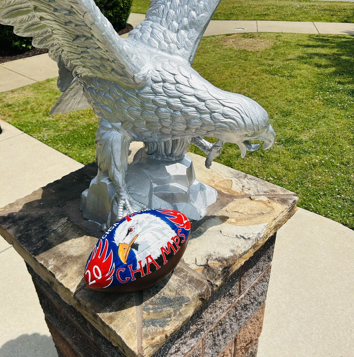 I’m constantly blown away at the talent here @MiltonHighSch across athletics, academics, and arts. So thankful Ava Tholen and @3d_mhs for joining forces with @MiltonEagles_FB to turn the game ball from the 2023 State Championship game into a true work of art!