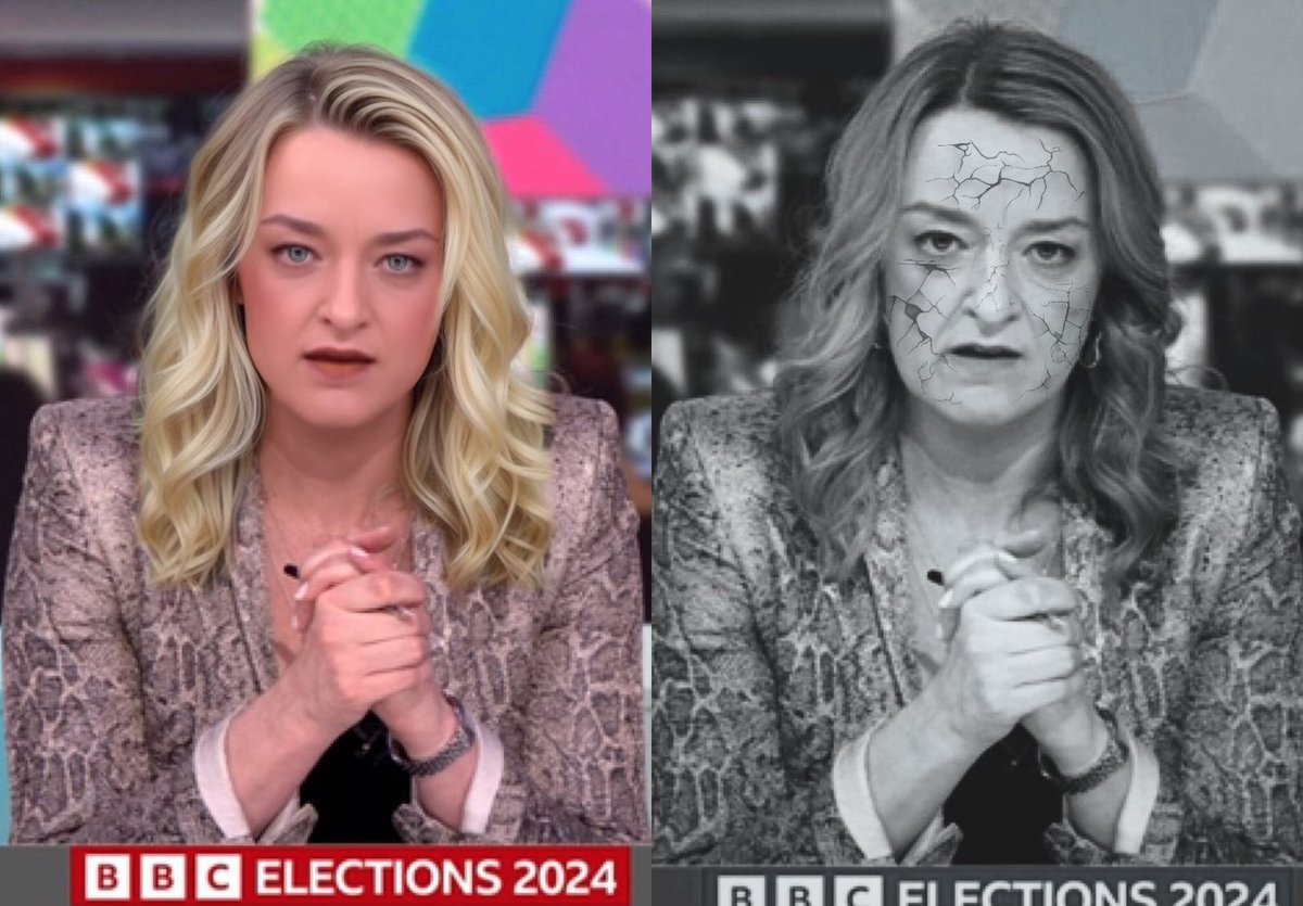 Laura Kuenssberg before and after election results.