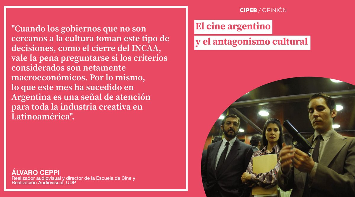 El cierre del prestigioso Instituto Nacional de Cine y Artes Audiovisuales (INCAA) por parte del gobierno de Milei es un golpe no sólo a ese país sino a la actividad cinematográfica de toda la región, describe la siguiente columna para #CIPEROpinión ciperchile.cl/2024/04/30/el-…