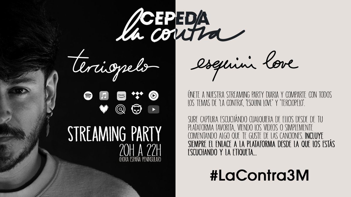 #LaContra3M 🎧 Llegan las 20h y por tanto nuestro momento para comenzar a compartir los temas de #LaContra de @cepedaoficial. Queremos ver vuestras capturas y enlaces, ¡os leemos!
