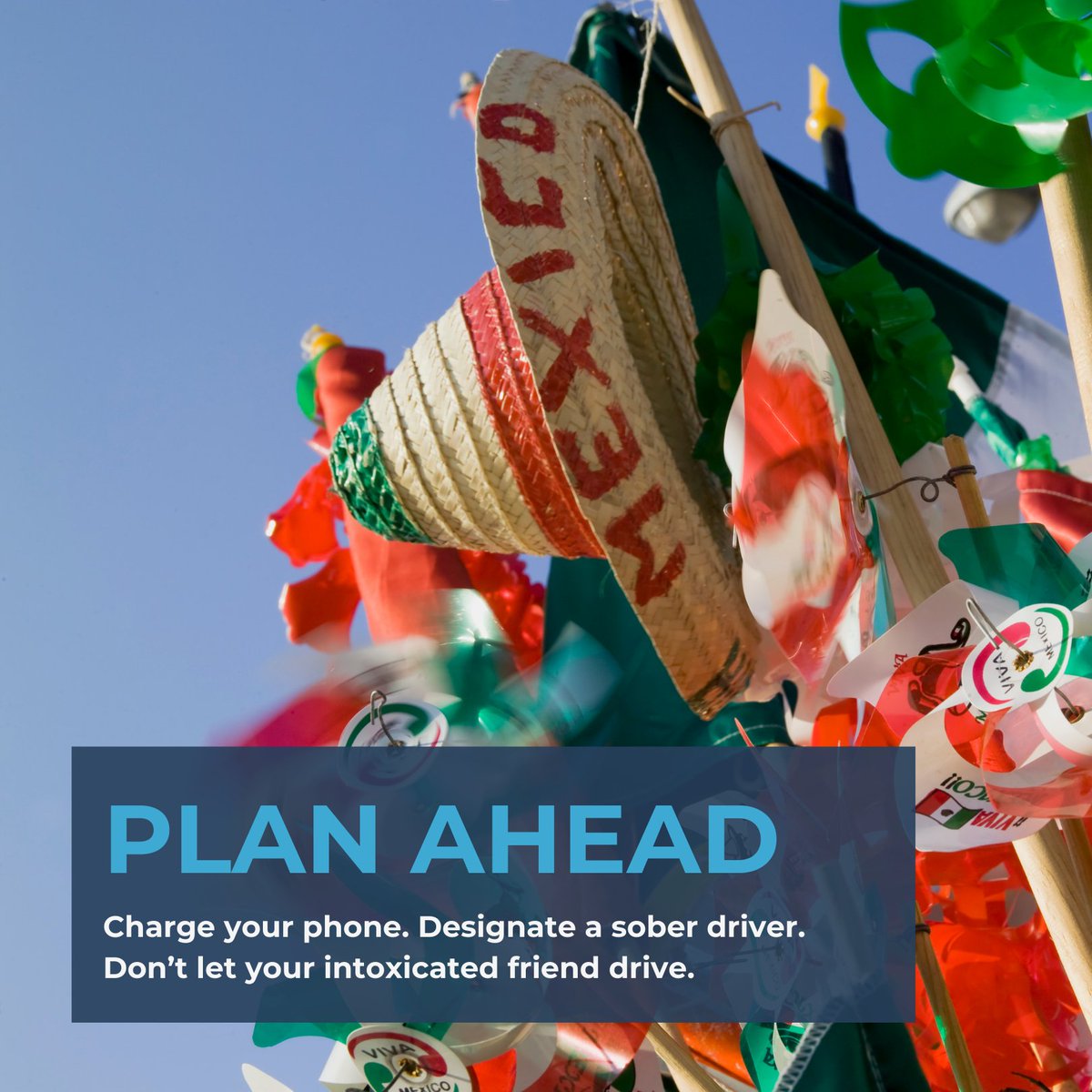 This upcoming #CincoDeMayo, we hope your celebration is festive and safe. And if alcohol is involved, please remember to plan ahead. Keep your phone charged so you can order a ride, or designate a sober driver. 

#PlanAhead #SafeDriving