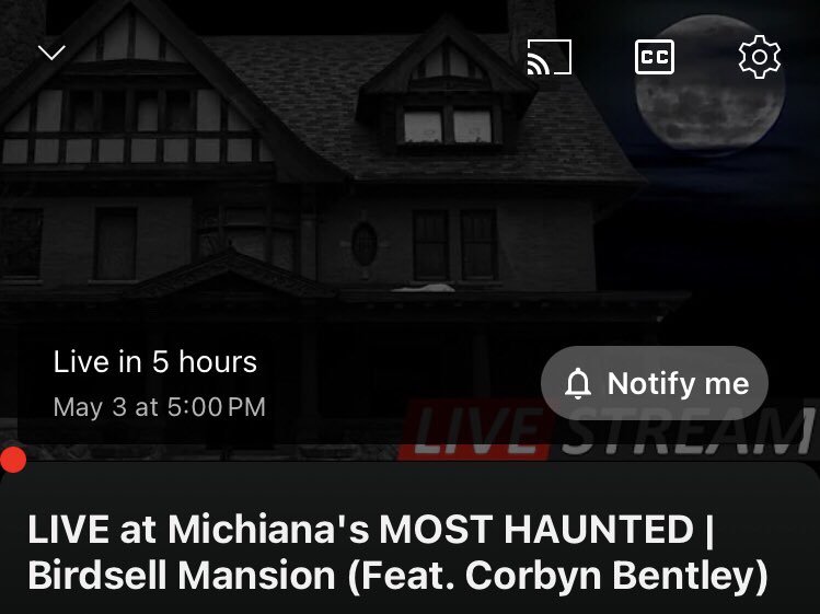 Going LIVE on my YouTube channel for the first time in a VERY long time. We will be doing a shorter investigation at one of the most HAUNTED locations I’ve ever been to; Birdsell Mansion in Southbend, Indiana. 

Starts around 5pm (EST.)

LINK BELOW 👇 

youtube.com/live/2PzWSN_BW…